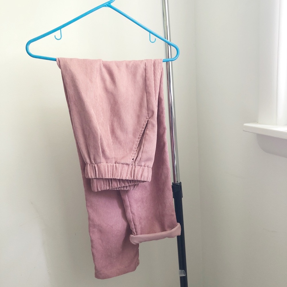 PINK RIBBED JOGGER PANTS